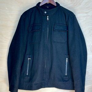 Calvin Klein Black Jacket Long Sleeve Four Pocket Zipper Wool-Blend Coat Size M